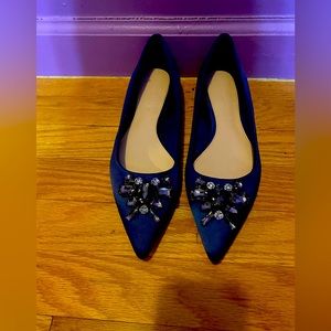 Satin Navy Flats